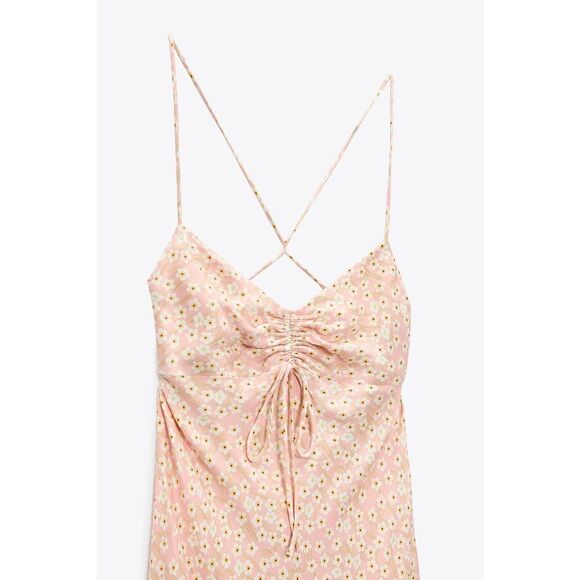 ZARA VISCOSE FLORAL PRINT SATIN DRESS NEW - Picture 5 of 8